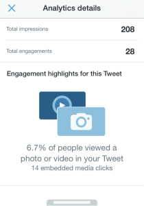 Twitter analytics are now available in the iOS app.