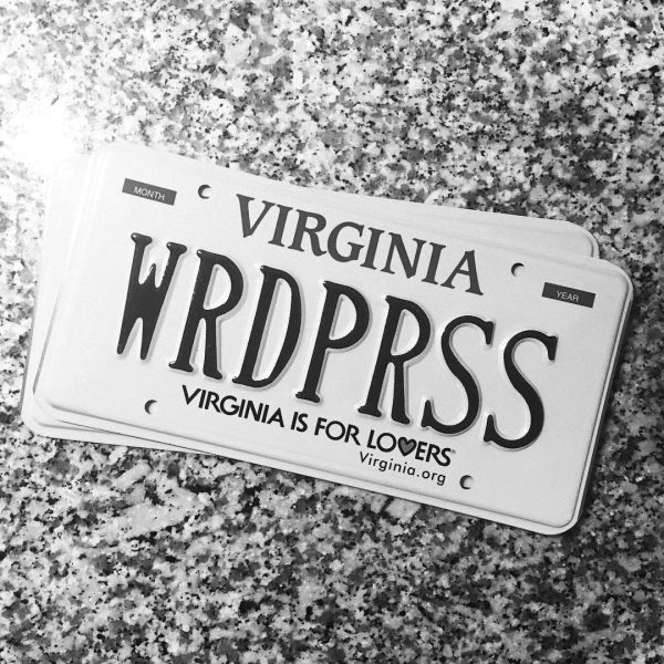 VA License plate that reads WRDPRSS